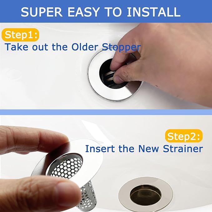 Bathroom Sink Drain Strainers for 1.1"-1.6" Depth Than 1.6" Drain Hole Catcher - Image 5