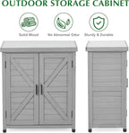 Outdoor Storage Cabinet & Potting Bench Table with Metal Top, Wooden Patio Furniture, Garden Workstation (Classic Grey, 36x31x17in) - Image 6