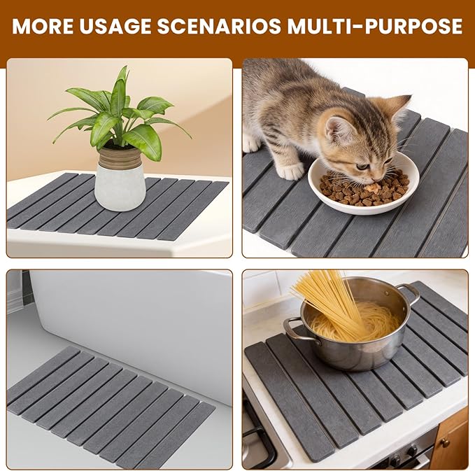 2 Pack Stone Drying Mat for Kitchen Counter, Large Diatomaceous Earth Dish - Image 7