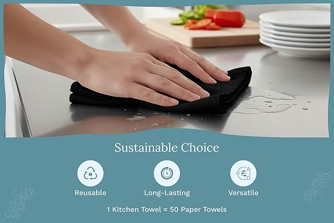 Organic Cotton Black Tea Towels - Image 9
