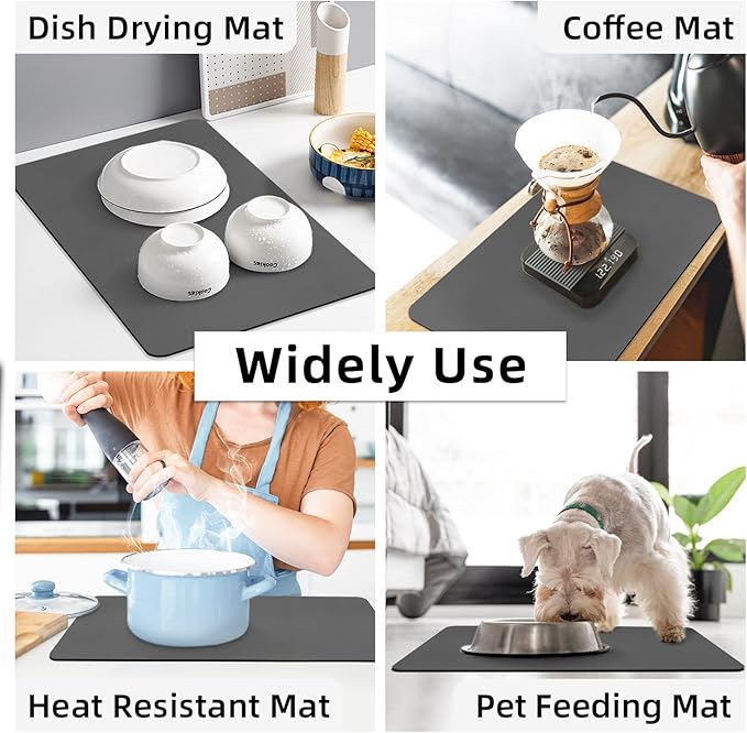 LOPNUR Kitchen Dish Drying Mat, Super Absorbent Dish Drying Pad, Diatomite - Image 7
