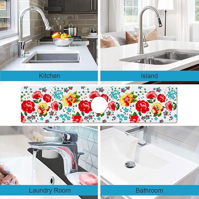 Kitchen Sink Splash Guard Faucet Mat Super Absorbent Fast Drying Mat Sink - Image 4