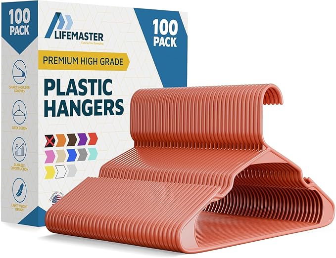 Lifemaster Plastic Clothes Hangers – Heavy Duty Hanger Set, by LIFEMASTER