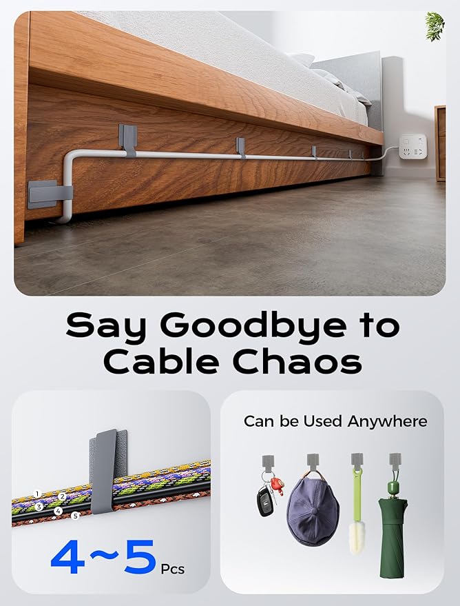 Adhesive Wire Management, Adjustable Cable Straps, Sticky-Back Cord Organizer - Image 3