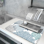 Blue Coral Dish Drying Mat 18x24 Inch Absorbent Reversible Summer Beach Drying - Image 5