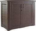 Rubbermaid Decorative Outdoor Storage Cabinet (123 Gal), Weather Resistant, Brown, Organization for Home/Backyard/Pool Chemicals/Toys/Garden Tools/Porch/Patio Cushions by Rubbermaid