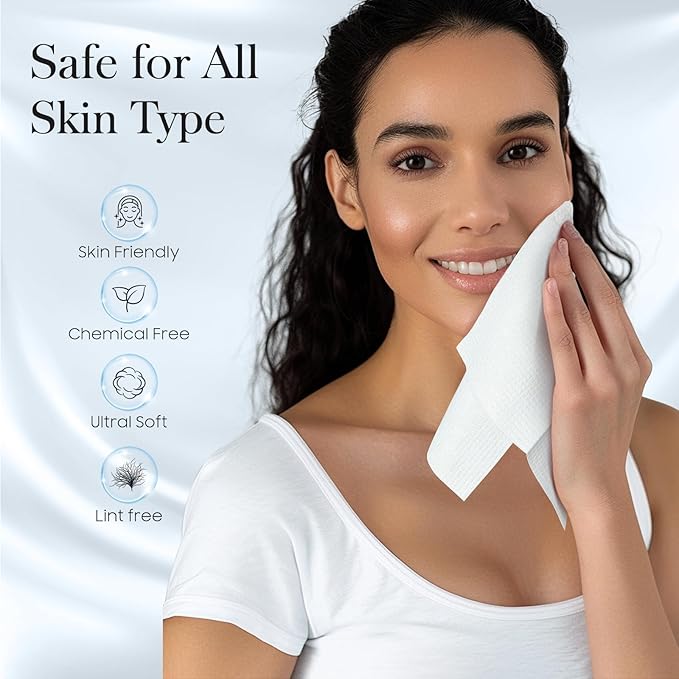 2 Pack of 50 count XL Disposable Face Towels 10” x 12”, 100% Viscose Fibre - Image 3