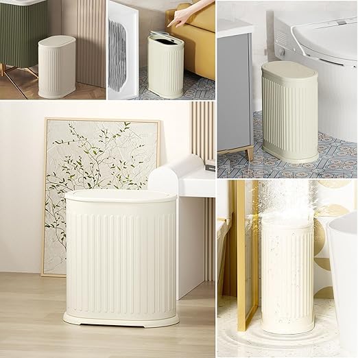 1.6 Gallon Trash Can with Lid, Small Bathroom Trash Can Wastebasket, Slim - Image 7
