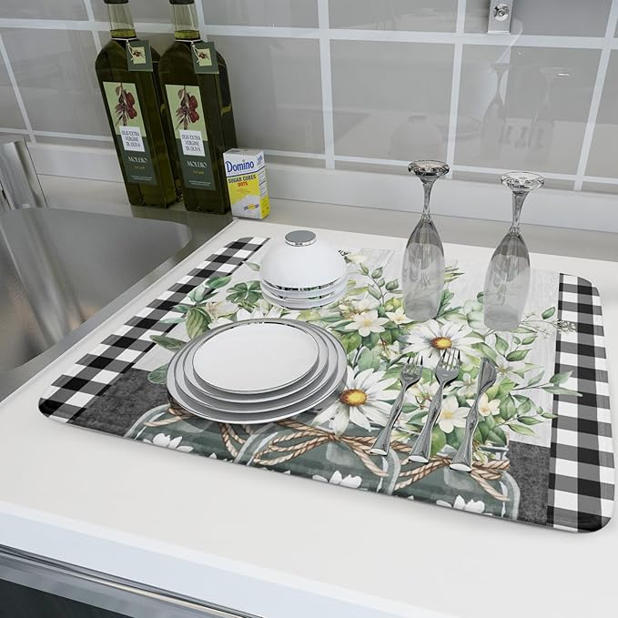 Spring Daisy Floral Dish Drying Mat - Image 6