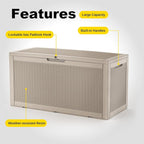 120 Gallon Waterproof Outdoor Storage Box,Resin Deck Box,Lockable Outside Storage Box Container for Patio Furniure,Garden,Pool Tools (120 Gallon,Grey) - Image 6