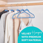 HOUSE DAY Premium Velvet Hangers 50 Pack Blue, Non-Slip Flocked Felt Hangers - Image 2