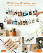 Mini Clothes Pins for Photo, Natural Small Wooden Clothespins 1 Inch Tiny Wood - Image 3