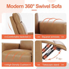 Sweetcrispy Recliner Chair, 360 Swivel Rocker Chair for Adults, Glider Rocker Recliners, Nursery Chairs for Living Room, High Back, Upholstered Deep Seat, Classical Brown - Image 6