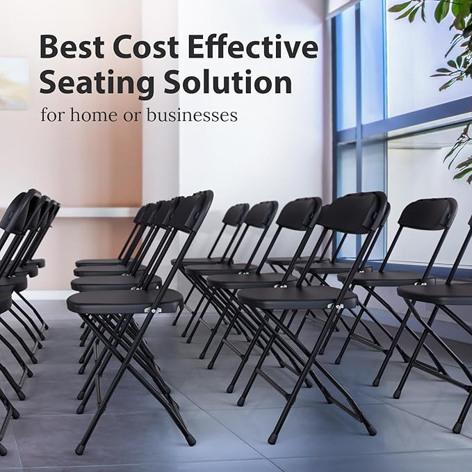 4 PACK White Foldable Plastic Chair | Folding & Stackable | 350 lbs Capacity Steel Frame Seats for Indoor Outdoor | Commercial Use Events Wedding Party Events Bulk Picnic Kitchen Dining - Image 5