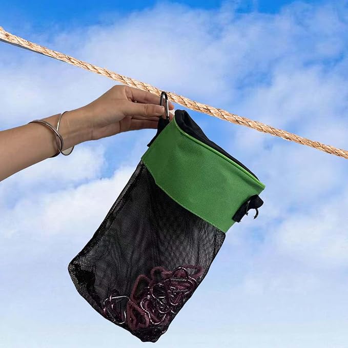 Mesh Clothespin Bag with Drawstring, Hanging Laundry Pin Storage Organizer - Image 5