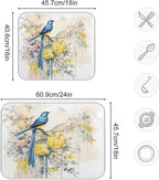 ALAZA Spring Blue Bird with Yellow Flowers Butterflies Dish Drying Mat - Image 3