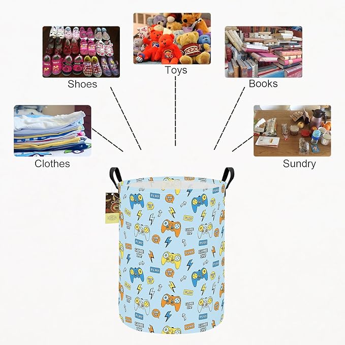 HUNRUNG Laundry Hamper, Large Canvas Fabric Lightweight Storage Basket Toy - Image 3