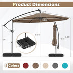 Tangkula 10ft Solar LED Patio Umbrella with Base, Offset Cantilever Outdoor Umbrella with 32 LED Lights, Infinite Tilt, 360 Degree Rotation, Crank Handle for Pool Deck Garden Backyard (Tan) - Image 4
