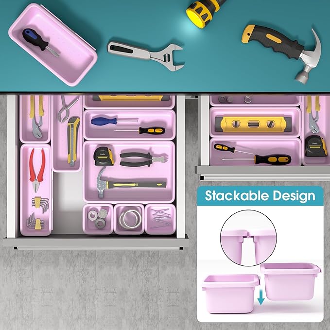 10 PCS Drawer Organizer Set, 4 Size Makeup Drawer Divider Organizer - Image 5