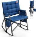 EVER ADVANCED Lightweight Folding Rocking Camping Chair, Padded Portable Rocker Chair for Patio, Lawn and Outdoors, Heavy Duty Hard Armchair for Adults, Blue by EVERADVANCED