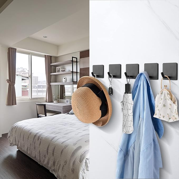 NearMoon Adhesive Hooks- Heavy Duty Bath Wall Hooks Waterproof Stainless Steel - Image 5
