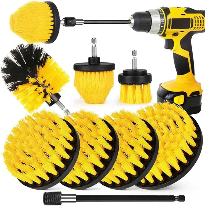 Drill Brush Attachment Set, 7 Pack 1/4in Power Scrubber Brush + Extend Long Rod by Tialero