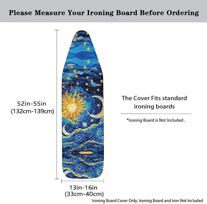 Moon Print Ironing Board Cover and Pad Washable Thick Padding Heavy Duty Iron - Image 5