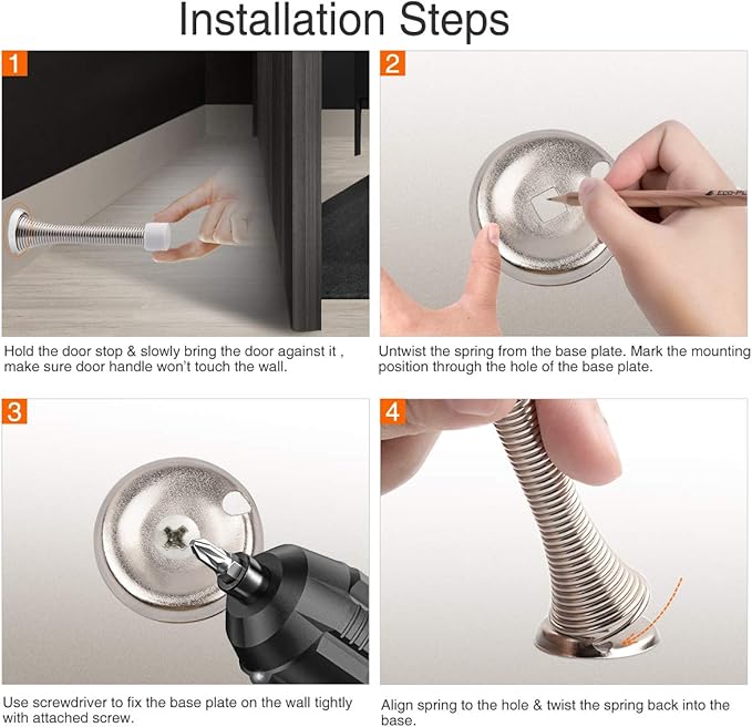 10 Pack Spring Door Stopper Brushed Satin Nickel- 3-1/4" Flexible Spring Door - Image 5