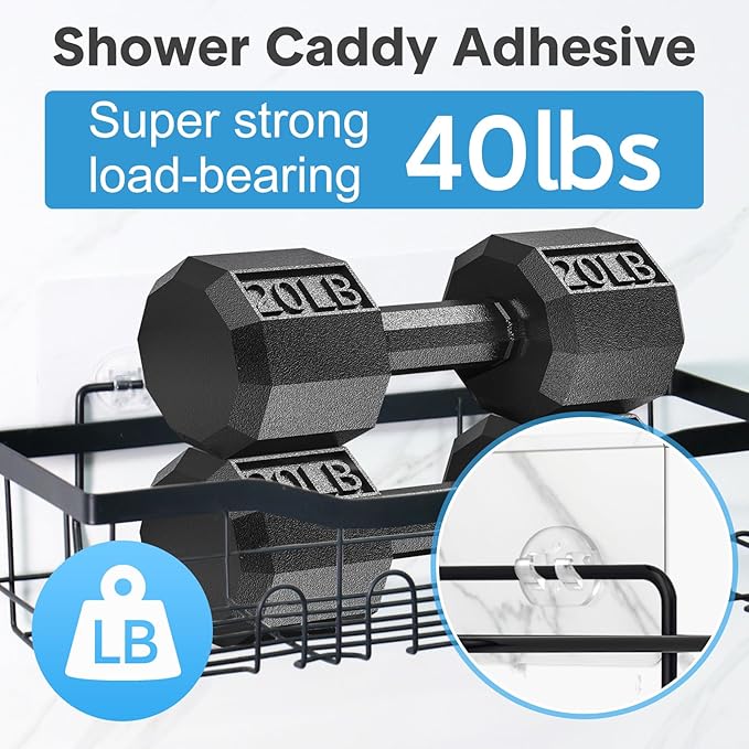 Lsnisni 8 Pack Shower Caddy Adhesive Replacement, Strong Adhesive Double Hooks - Image 3