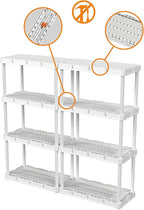 Gracious Living 2 Pack Light Duty Storage Shelves, Knect-A-Shelf 4-Shelf Ventilated Shelving Rack Organizer for Home, Garage, Basement & Laundry, White - Image 7