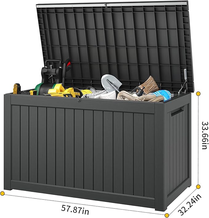 Outdoor Storage Box, Resin Deck Boxes Indoor and outdoor, Waterproof Storage Box Lockable Lid (Black,270 Gallon) - Image 2