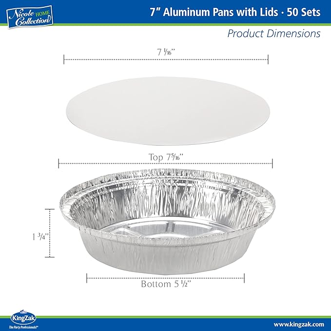 Nicole Home Collection Aluminum Pans 7” Round Disposable Foil Pans - Image 2