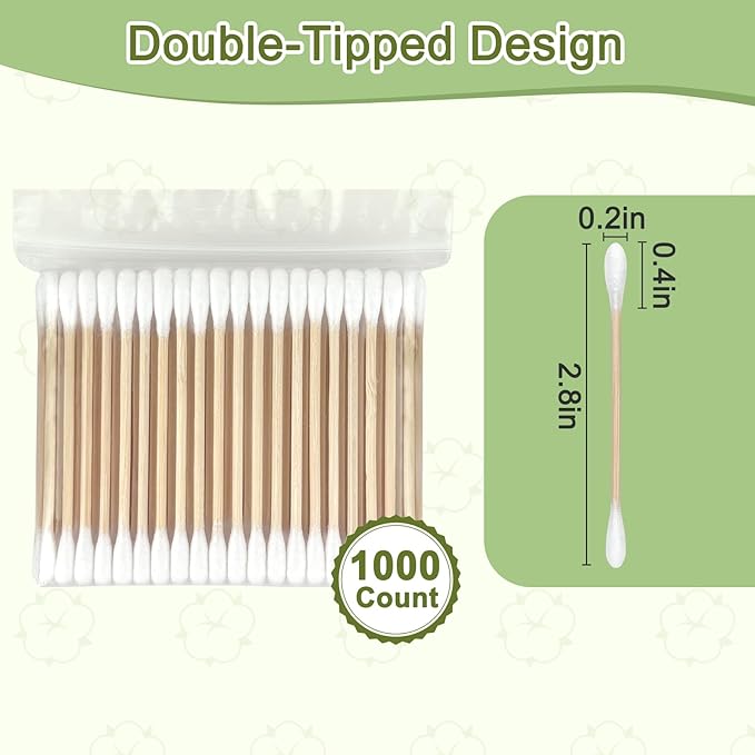 1000 Count Bamboo Cotton Swabs – Sturdy Wooden Sticks - Image 6