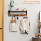 Coat Rack with Wall Mount, 23 Inch Long Entryway Wall Shelf with Hooks - Image 2
