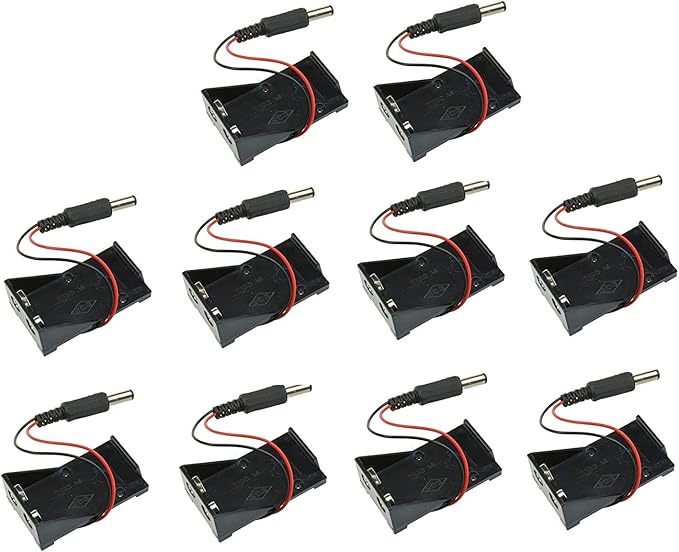 10pcs Two Wire Leads Spring Clip 9V Battery Holder Case Storage Box by Unknown