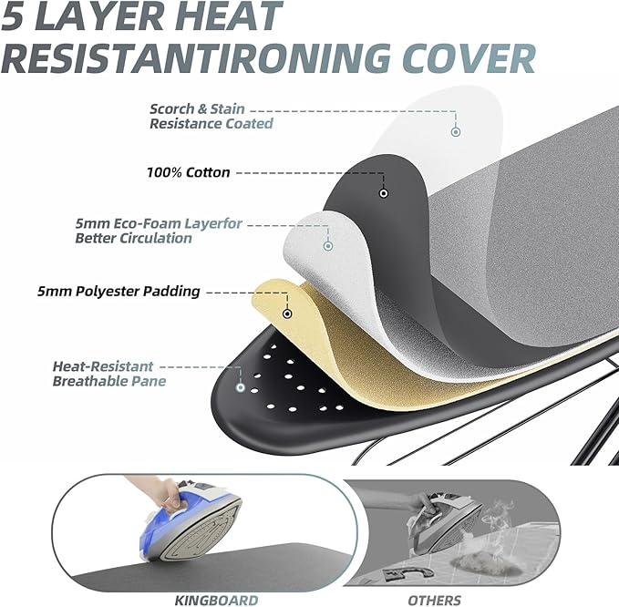 KINGBOARD Ironing Board, Compact Iron Board Full Size - Image 4