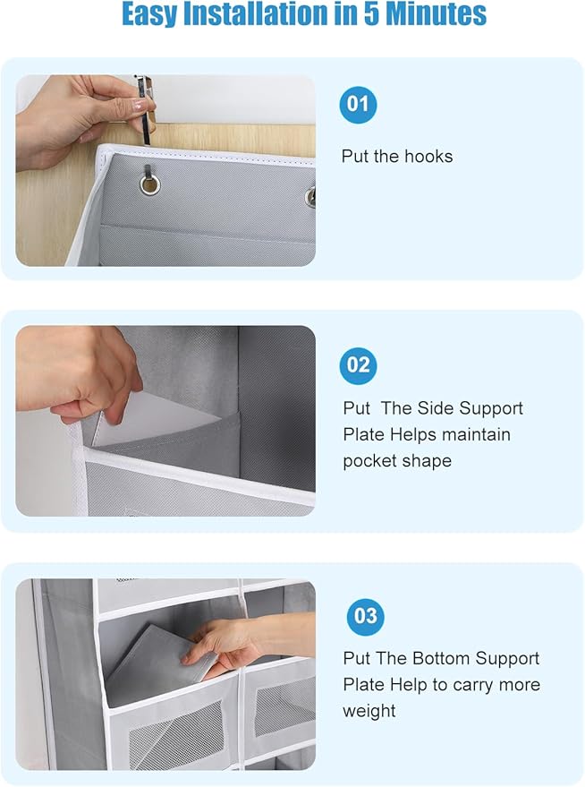 Over the Door Organizer Hanging- 10 Compartments, 80 lbs Load Behind Door - Image 9