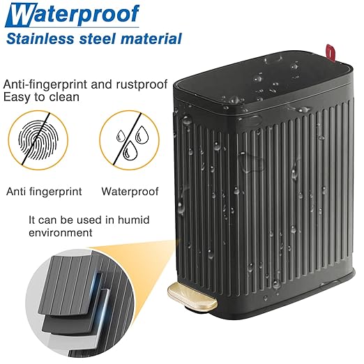 Small Bathroom Trash Can with Air Freshener Soft Close Lid, 6 Liter/ 1.6 Gallon - Image 6