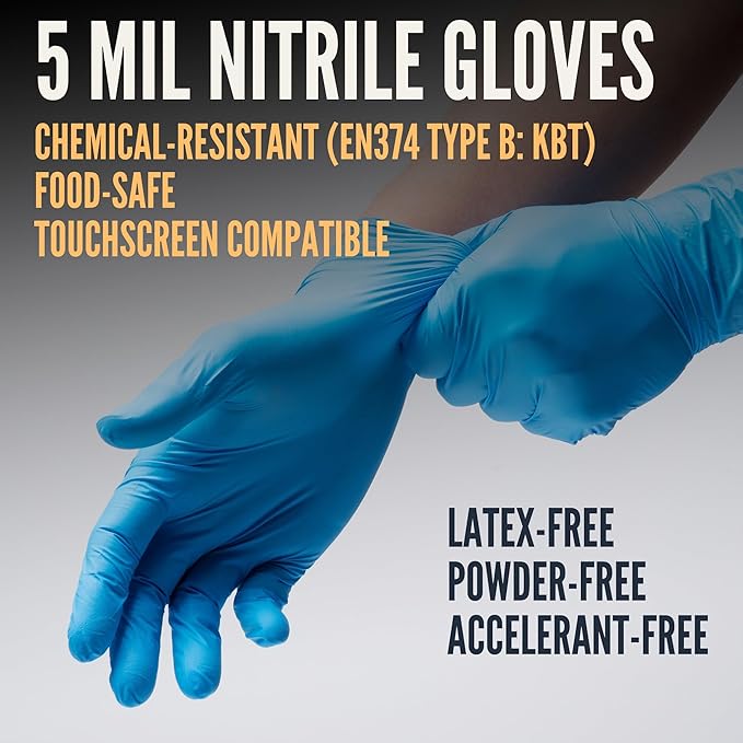 Cestus 5 Mil Nitrile Gloves Disposable Latex Free, Chemical Resistant, Food Prep - Image 2