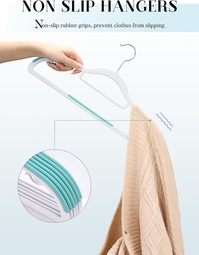 HOUSE DAY Plastic Hangers 50 Pack, Plastic Clothes Hangers Non Slip - Image 3