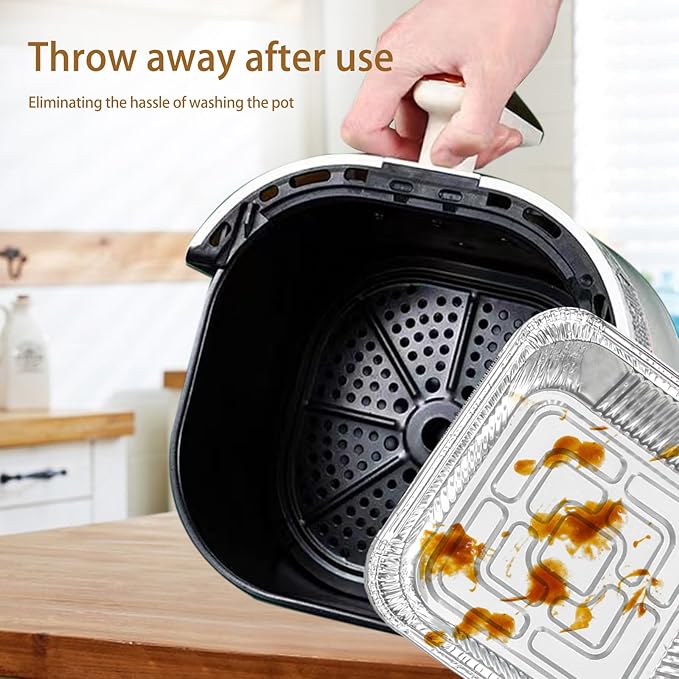 Non-Stick Disposable Air Fryer Aluminum Foil Liners Square 50PCS, Oil-Proof - Image 6
