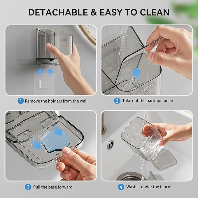 Toothbrush Holders for Bathrooms, 3 Slots Detachable Electric Toothbrush Holder - Image 9