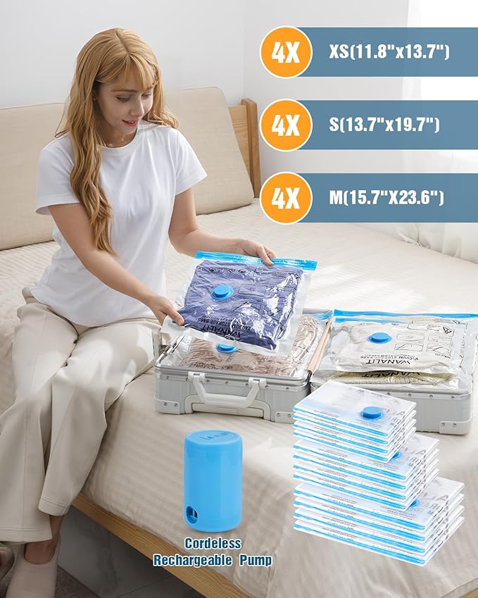 Vacuum Storage Bags for Travel, 12 Pack Vacuum Seal Bags - Image 5