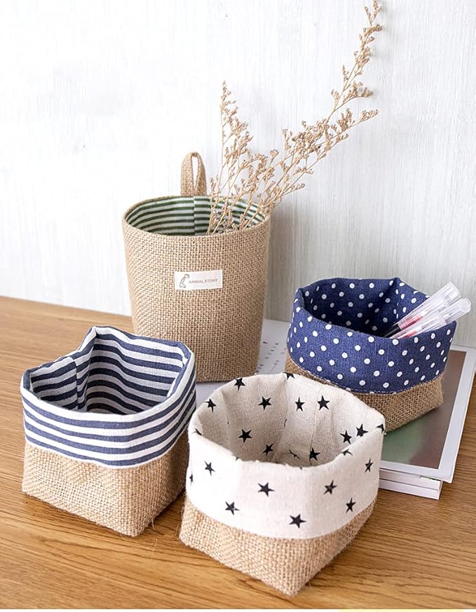 4 Pack Hanging Basket for Door, Small Wall Basket Decor, Jute Hanging Wall - Image 4