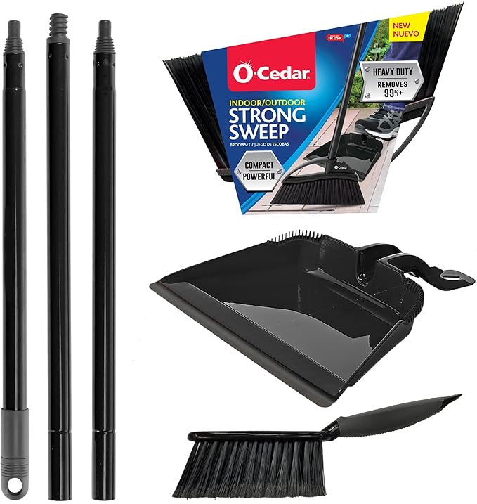 O-Cedar Indoor & Outdoor Strong Sweep Broom & Brush Bundle | Heavy Duty - Image 9