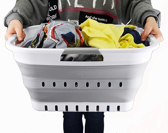SAMMART 30L Collapsible 3 Handled Plastic Laundry Basket - Image 7