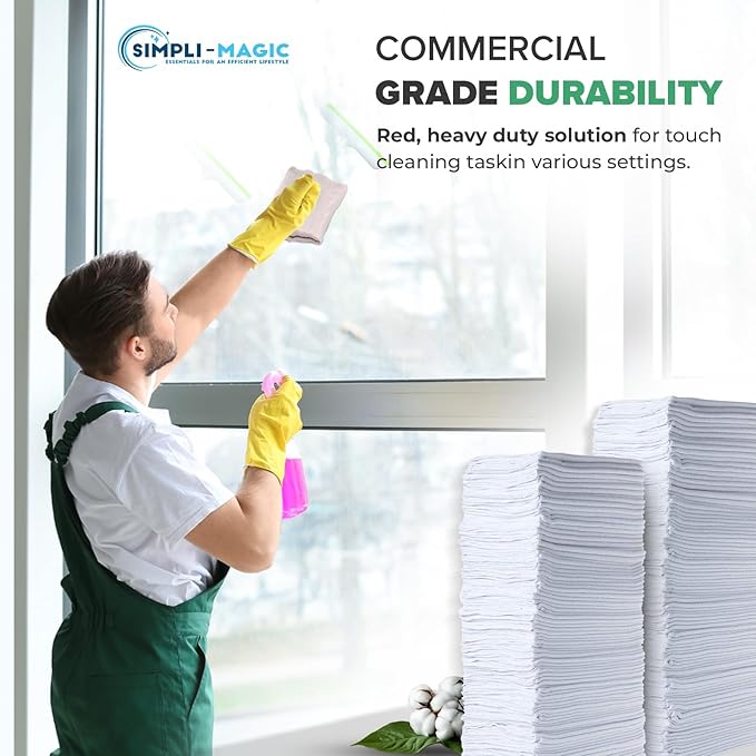 Simpli-Magic Cotton Shop Towels 14"x12" – Reusable Cleaning Shop Rags - Image 3