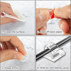 200 Pcs Cable Clips, Adhesive Cable Organizer Cord Holder Wire Clip Wire - Image 5