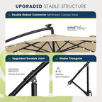 wikiwiki 10ft Solar LED Patio Umbrella with Base Included, Offset Umbrella with Weighted Sandbag Base, Cantilever Patio Umbrellas for Backyard, Garden & Deck, 32 LED Lights & Polyester Shade, Beige - Image 7