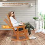 VINGLI Outdoor Rocking Chair Set of 2, Heavy Duty 600 LBS Wooden Rocking Chair with Comfortable Backrest, Weatherproof Rocker with Ergonomic Design, Suit for Patio, Garden, Yard, Teak - Image 4